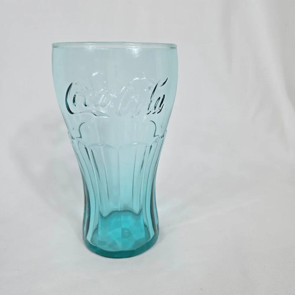 Coca-Cola Aqua Blue Embossed Script 6